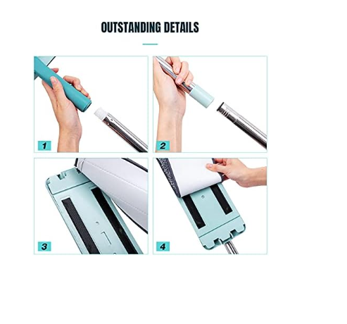 Mop and Bucket with Wringer Set, Hands Free, With 2 Reusable Microfiber Pads