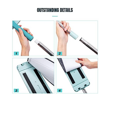 Mop and Bucket with Wringer Set, Hands Free, With 2 Reusable Microfiber Pads