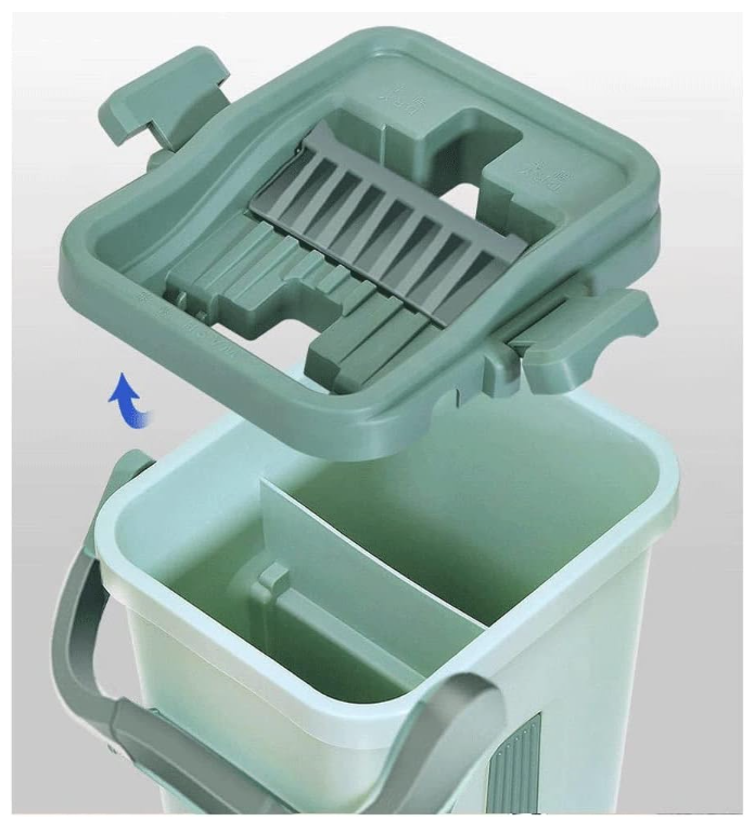 Mop and Bucket with Wringer Set, Hands Free, With 2 Reusable Microfiber Pads