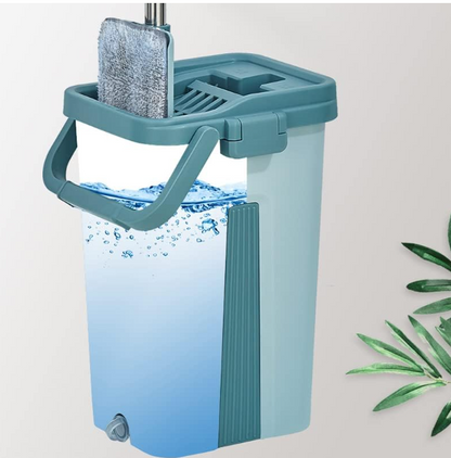 Mop and Bucket with Wringer Set, Hands Free, With 2 Reusable Microfiber Pads
